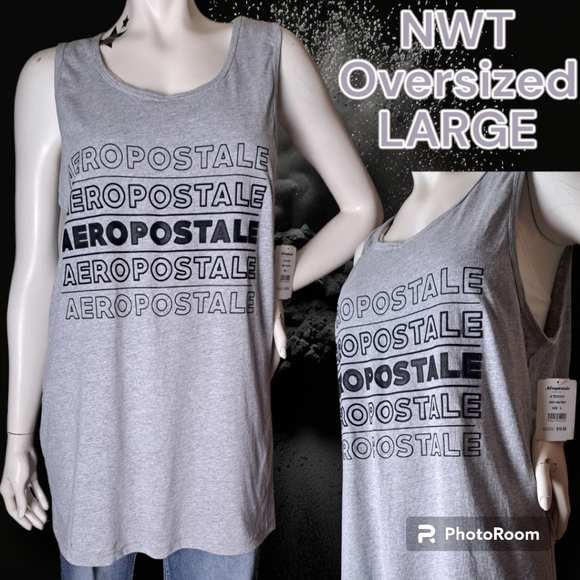 Aeropostale Tops - NWT Aeropostale Unisex Heather Grey Oversized Tank Top W/ Logo 5Xs on Front L